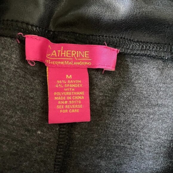 CATHERINE Malandrino BNWOT Black Faux Leather Tights Pants Sz Medium New Pull On - Picture 5 of 8